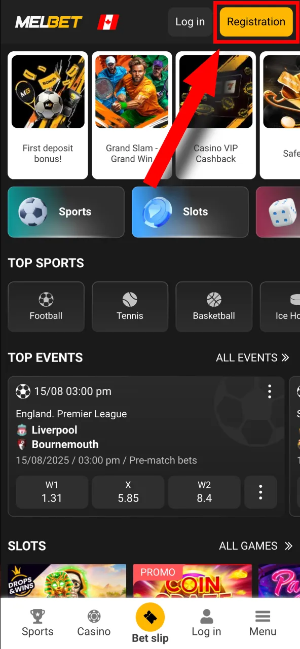 Sign up now at Melbet.