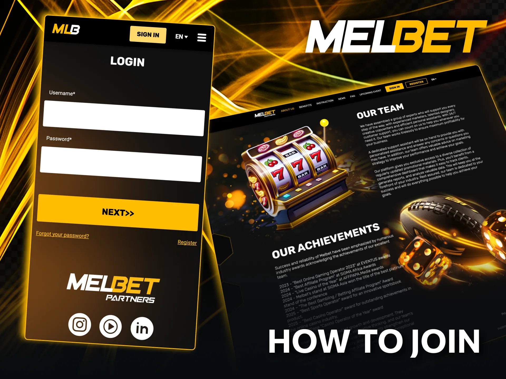 Steps to become a Melbet affiliate and promote the platform.