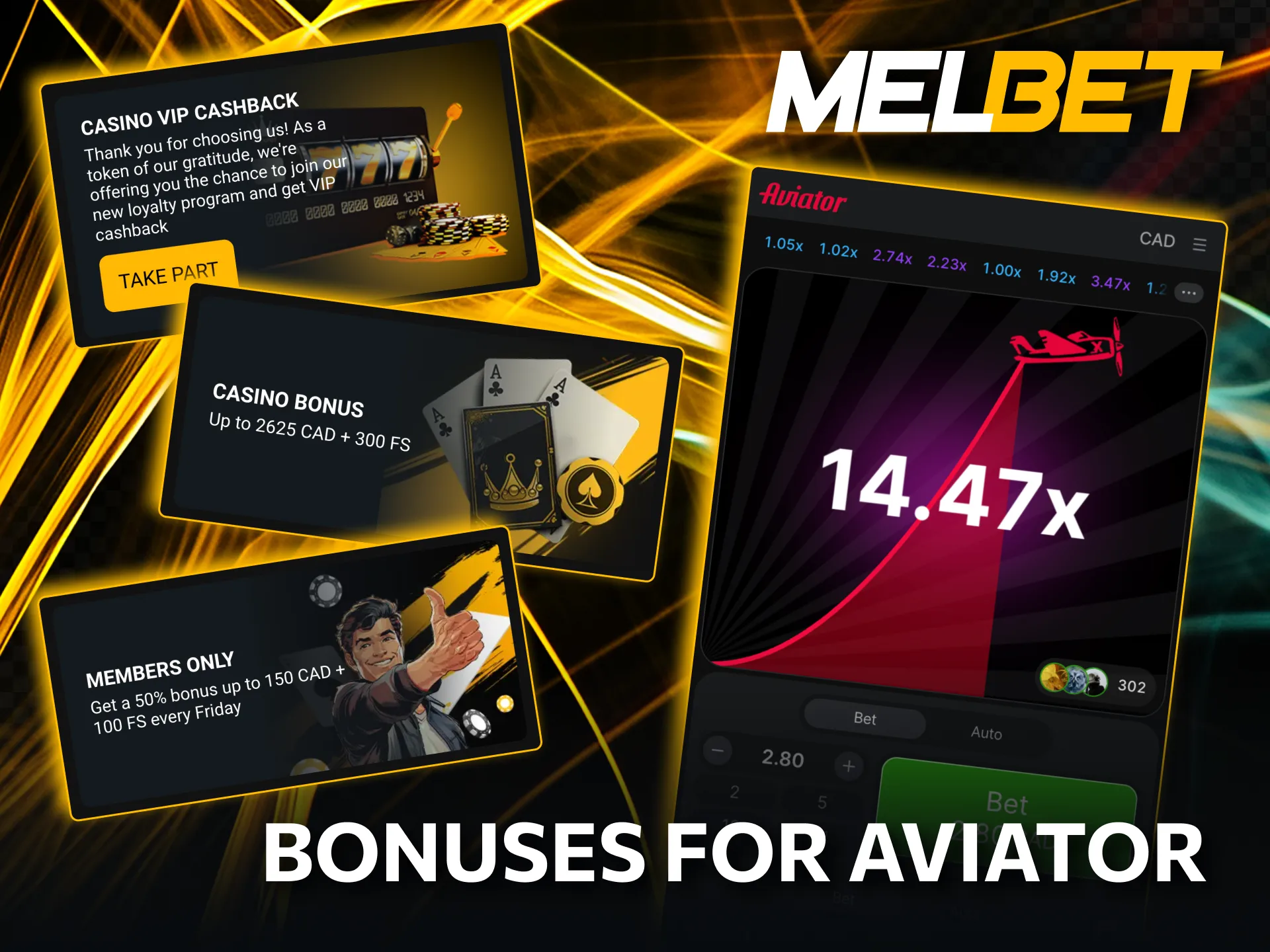 Melbet Aviator bonuses for new and regular players.