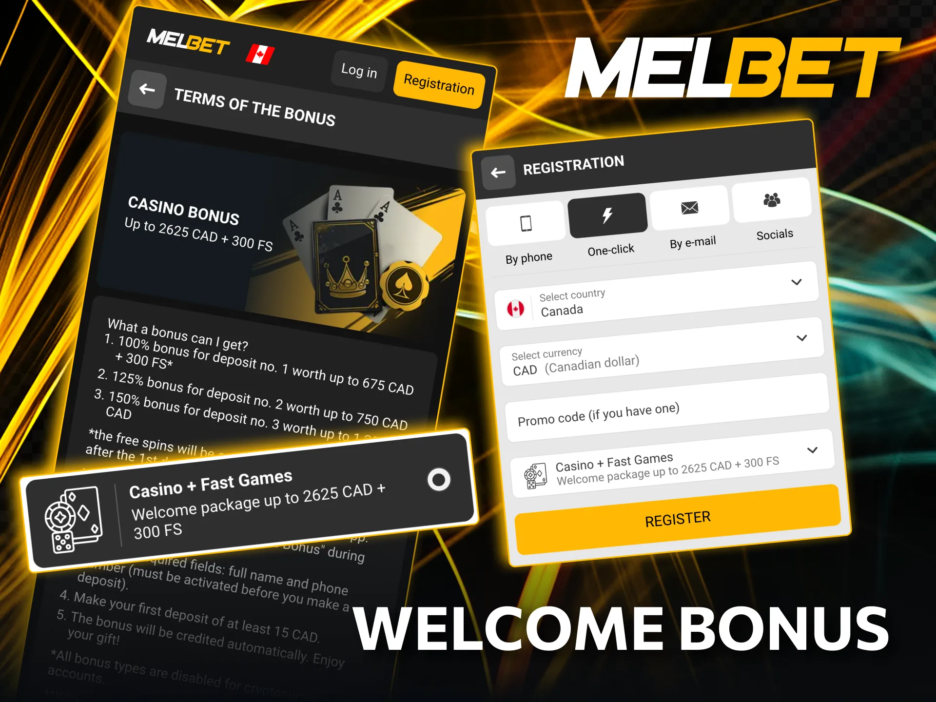 New player bonus at Melbet Casino with wagering terms.