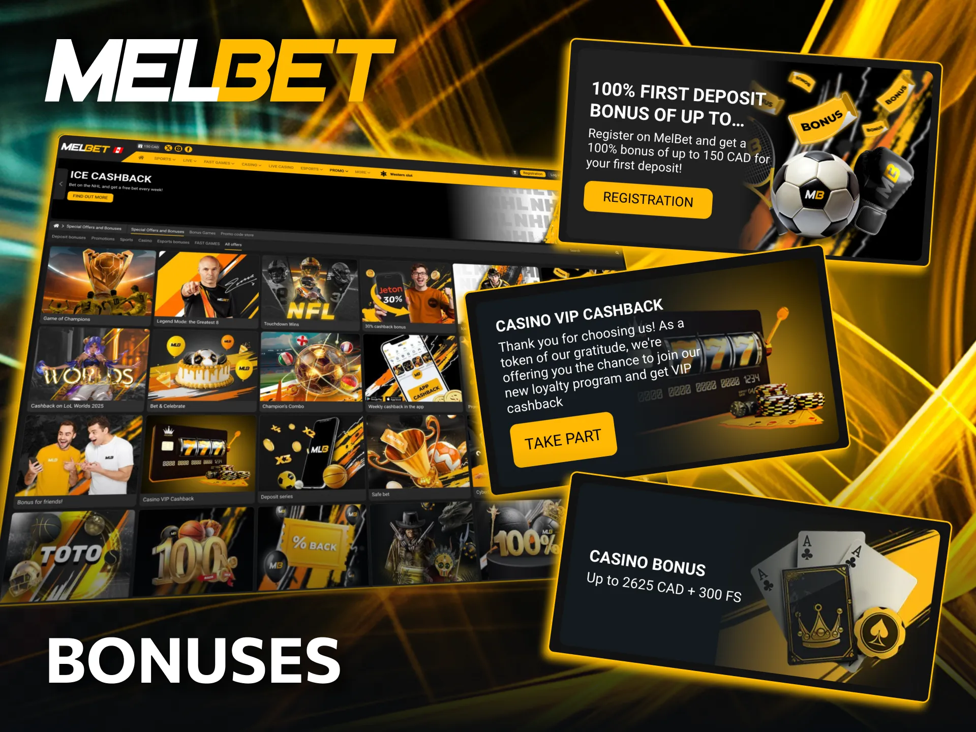 Melbet promotions include welcome bonus and daily offers.