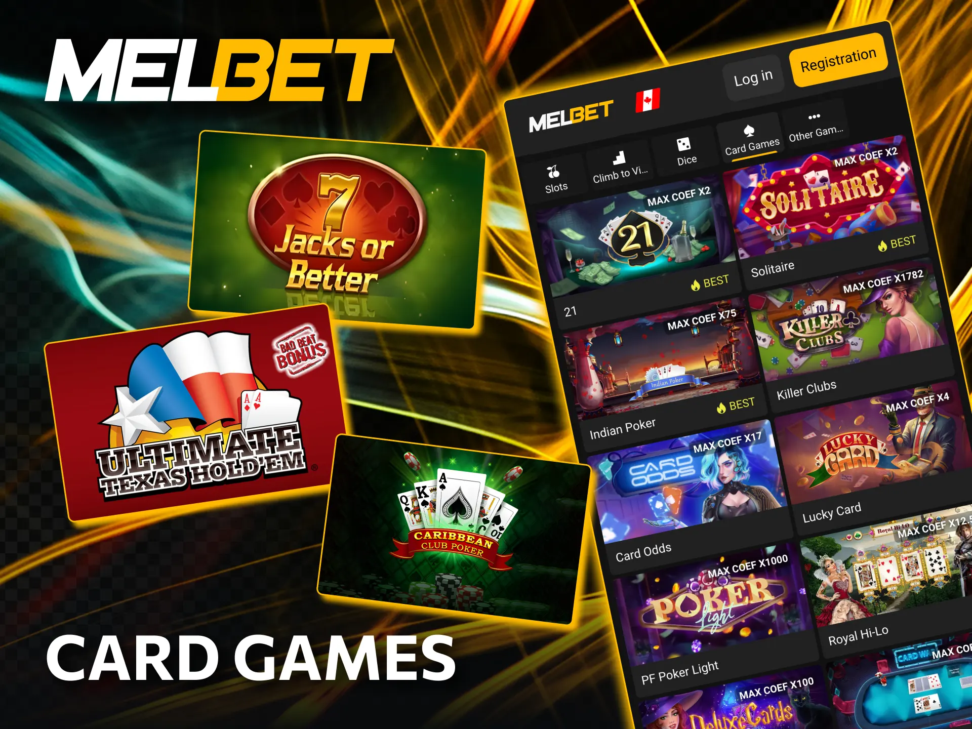 Classic card games available on Melbet casino.