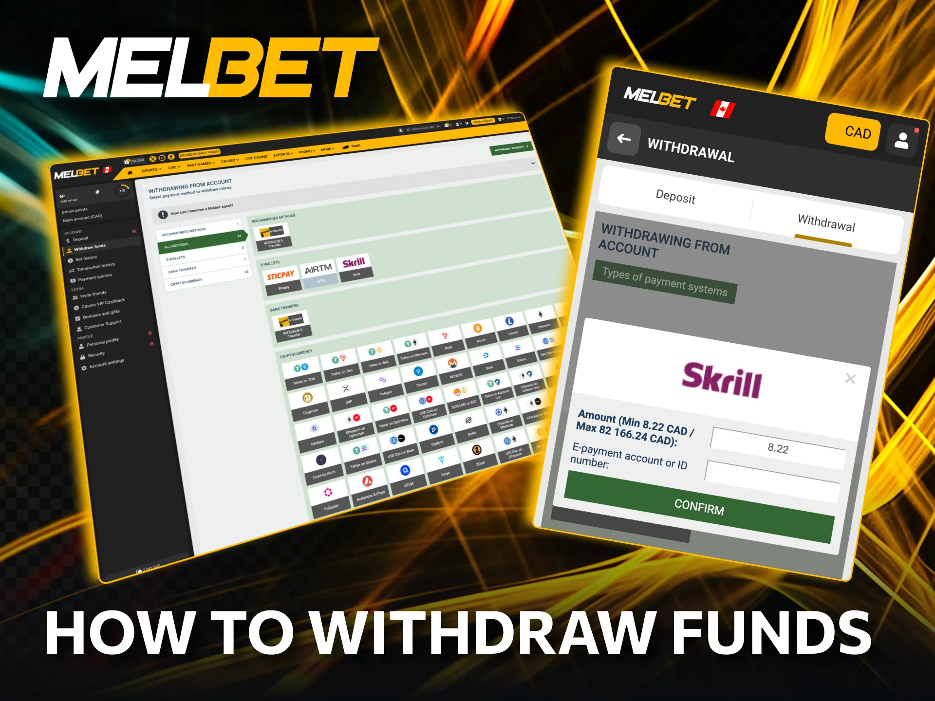 Withdrawing money from your Melbet account.