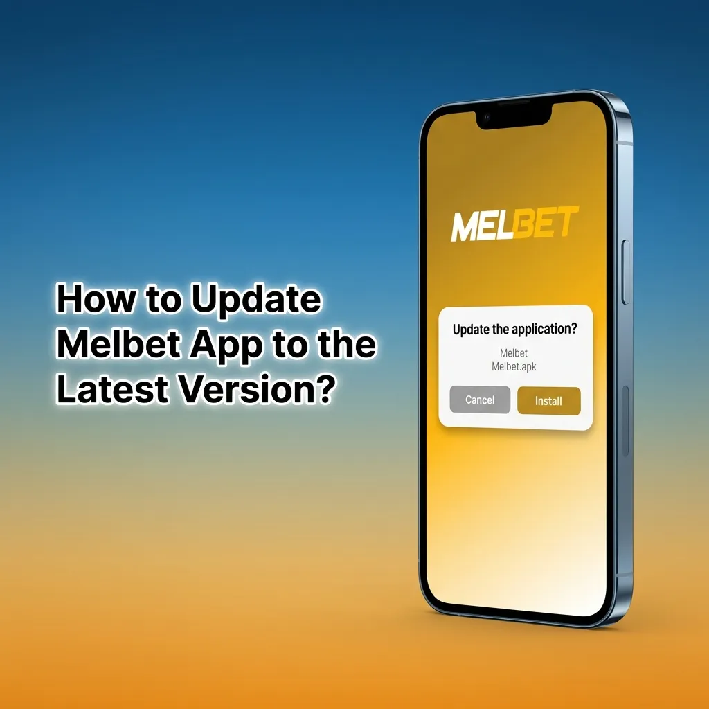 Smartphone screen showing Melbet app update notification with download and install prompts