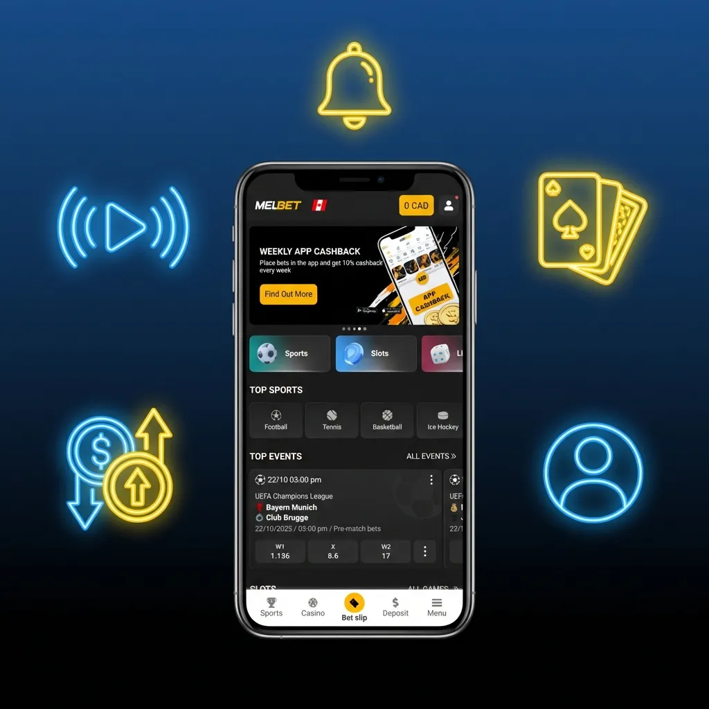 Mobile app notification settings screen showing customizable alerts for bets, bonuses, and live betting updates